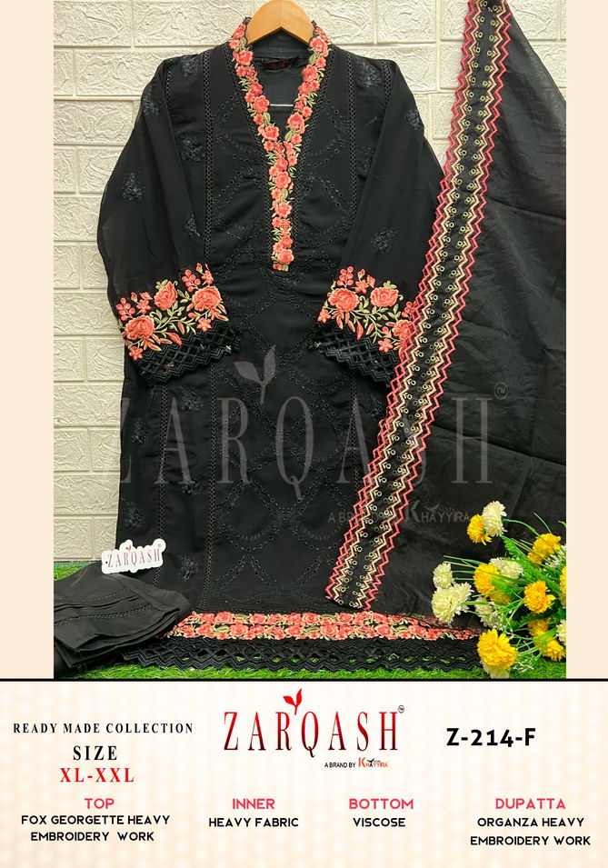 Z 214 Zarqash Embroidery Georgette Pakistani Suits Exporters In India